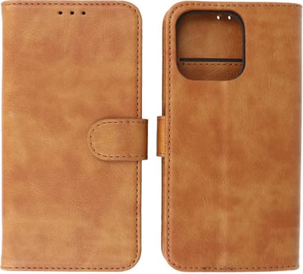 iPhone 14 Pro Hoesje Book Case Telefoonhoesje Bruin