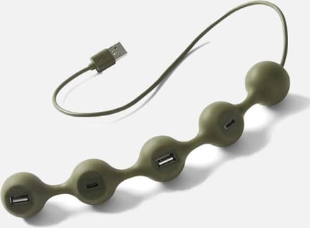 Lexon Design PEAS v2 2xUSB-A 2xUSB-C Hub Ports - Khaki