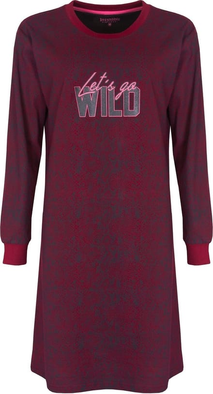 Irresistible Dames Nachthemd - Ronde Hals - Bordeaux Rood - Maat L