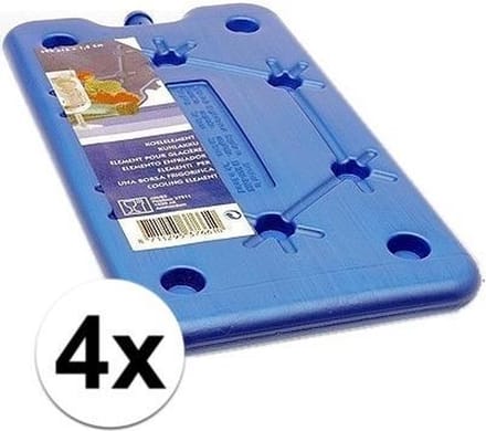 4 platte koelbox koelelementen blauw