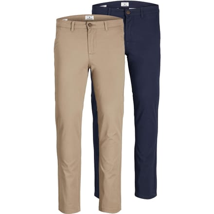 JACK&JONES Heren Multi-Pack Broeken, Marco Paspelzakken Lage Taille Chino's, 2 Pack