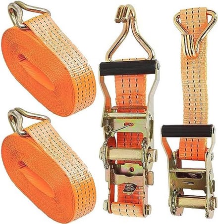 Spanbanden met Ratel en Haken - 3.000 kg, 6 m lang, oranje