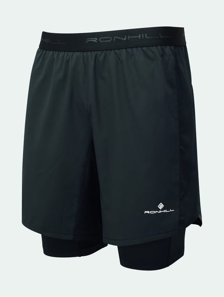 Ronhill | Heren | Tech 7" Twin Short | Tweelaagse Hardloopshort | Zwart | Maat S