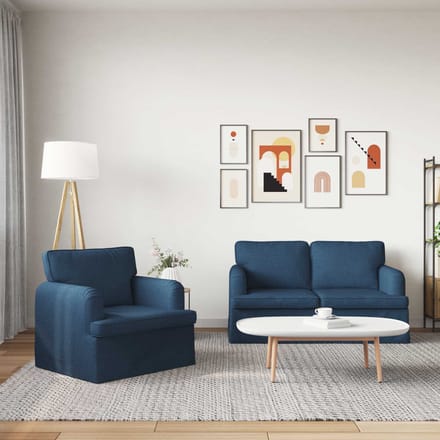 vidaXL Bankstel 2 pcs Blauw 144 x 80 x 85 cm Stof