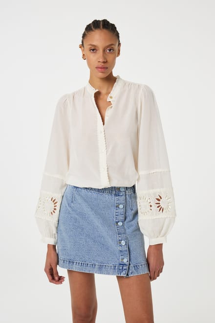 Fabienne Chapot Joplin Blouse Cosy White Maat: 40 | Blouses Outlet | Dames | Wit