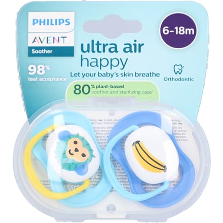 Philips Avent SCF080/26 Ultra Air Soother 6-18 M Yellow/Blue 2 st