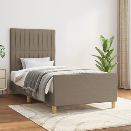 vidaXL - Bedframe - zonder - matras - 90x200 - cm - stof - taupe
