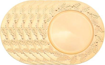 Feeric lights & Christmas Diner/Kerstdiner onderborden - 6x - goud - kerstprint - rond - D33 cm - multifunctioneel