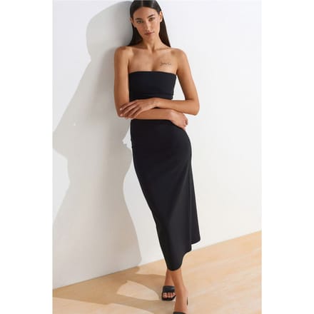 Strapless Bodycon Midi-jurk met Split