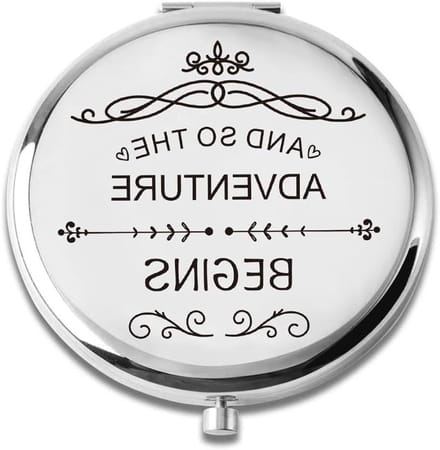 Compacte Spiegel - Make-up spiegel - Dagelijks gebruik - Inspirerende tekst - 6.3 x 6.9 cm - Zilver