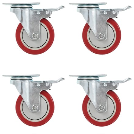 vidaXL - Zwenkwielen - met - dubbele - remmen - 4 - st - 100 - mm