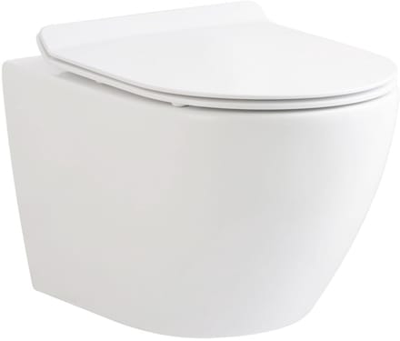 ALONI ECO hangtoilet – randloos – compact 49 cm – duroplast zitting – softclose – quick release – glanzend wit
