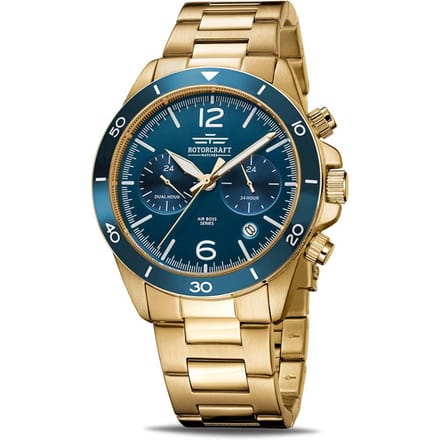 Rotorcraft - Heren Horloge Air Boss Dual Time - Goud