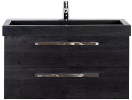 Seville Badmeubelset 100 cm - Black Oak - Wastafel Hardsteen Wit Lucca