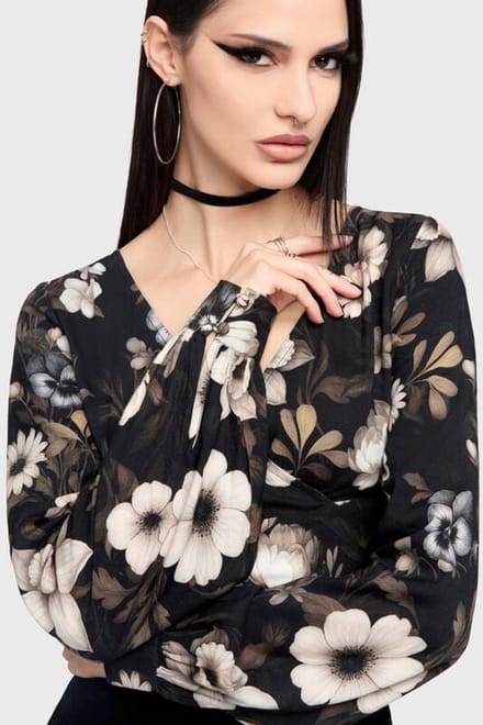 Killstar - Gothic Blouse - Celestial Summer - Stellar Hour Long Sleeve Blouse - M - voor Vrouwen - zwart