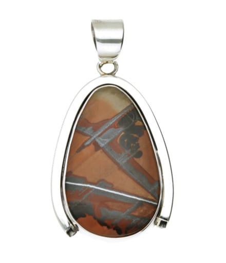 Zilveren Indian Paint Jaspis edelsteen vrije vorm XL hanger
