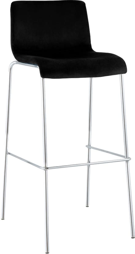CLP Barkruk Hover - met rugleuning - vierpoot frame Chroom - velvet - fluweel - zwart/chroom