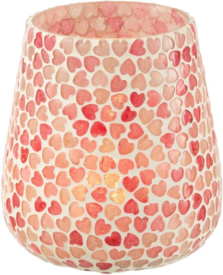 J-Line theelichthouder Hart Mozaiek - glas - roze - large