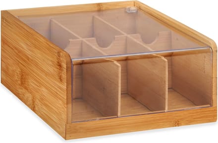 Kinvara Theedoos/Sorteerdoos 6-vaks - hout - bruin - 22x20x10 cm - Opberg box
