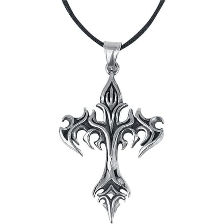 etNox hard and heavy - Gothic Halsketting - Flame Cross - zilverkleurig