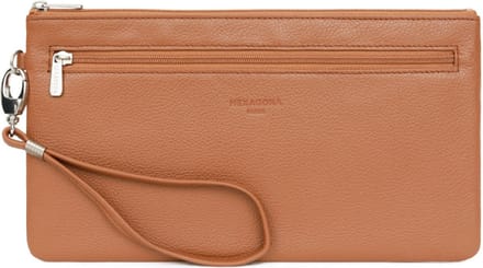 HEXAGONA KOEIENHUID LEDEREN ETUI COGNAC