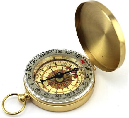 Scoby - Kompas - Vintage kompas - Survival tool - Brass Compass - 5CM - Messing