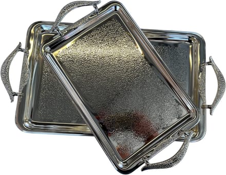 Kadirelli Dienblad - Zilver - Set van 2 - Serveerschaal - Tepsi