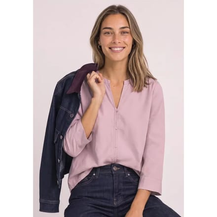 Blouse met 3/4-mouwen en split in de hals
