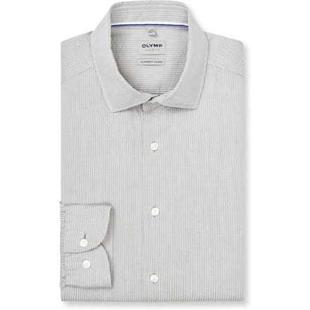 OLYMP Level Five garment washed Overhemd, Body Fit, Kent, Olijfgroen