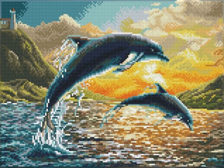 DIAMOND DOTZ Dolphin Sunset - Diamond Painting - 18.369 Dotz - 42x32 cm