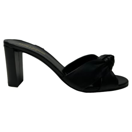 Saint Laurent Bianca Slide Sandalen in Zwart Leder