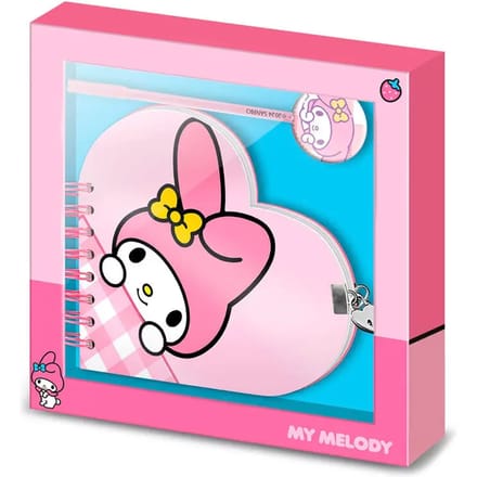 Karactermania - MY MELODY - Vierkant - Hart - Sleutel en Pen - Roze - Geschenkpakket