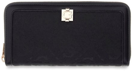 GUESS portemonnee Audrey Logo SLG Zip Around Wallet Black Logo zwart