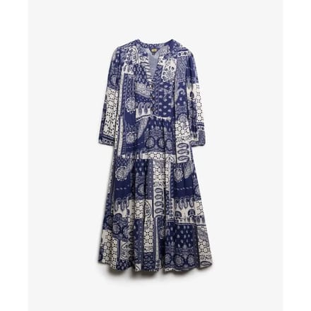 Superdry - Geweven midi-jurk in laagjes - Dames - Jurken