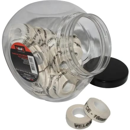Potje met 30 rollen zelfklevend velglint Velox 16 mm