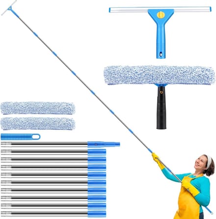 Raamwisser Telescoop - Grote Ramen Schoon - Streeploos Reinigen - Verstelbare Lengte - 134 cm Max