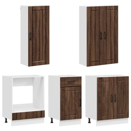 vidaXL - Keukenblok - LUCCA - 5 - st - Bruin - eiken - Bewerkt - hout