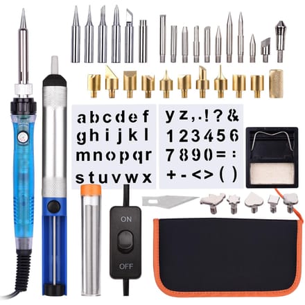 Houtbrandgereedschapskit 38PCS Professionele Pyrografiepen met AAN/UIT-knop Soldeerboutset US Plug