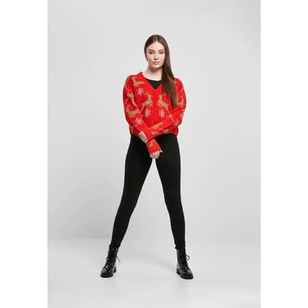 Urban Classics - Short Oversized Christmas Cardigan - S - Rood