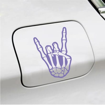 Bumpersticker - Rock N Roll Skelet - 10 X 14,4 - Paars