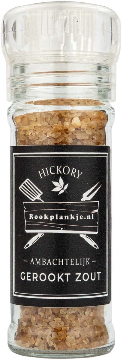 Rookplankje.nl - Ambachtelijk Gerookt Zout in Molen - Hickory - 100 gram