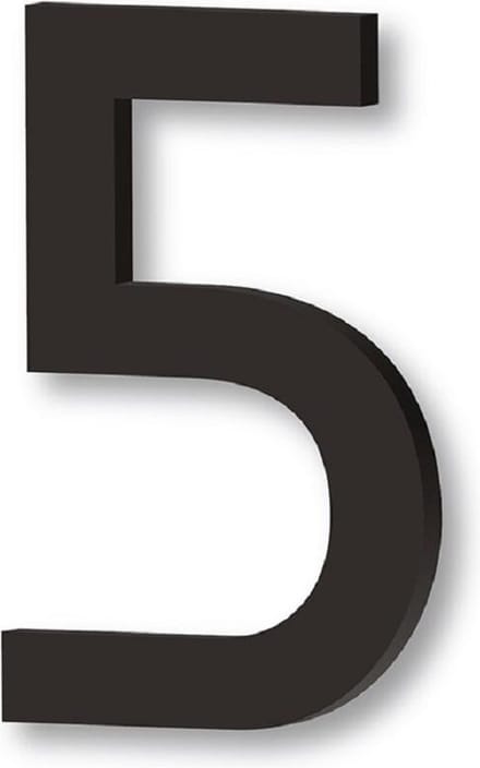 Zwart huisnummer 5 - huisnummer voordeur - 20cm hoog - type B-H