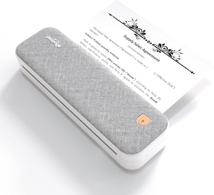 Originele Peripage A40 Sky Grey Draagbare Bluetooth Printer - Thermisch - Mobiel- A4- Zwart Wit - Inclusief een rol thermisch papier - 203 dpi