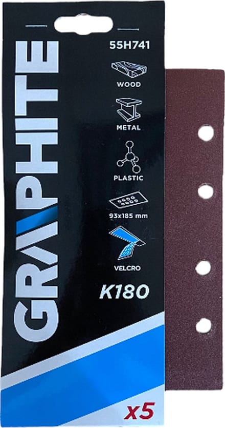 Graphite Vlakschuurpapier 93x185 K180 VELCRO