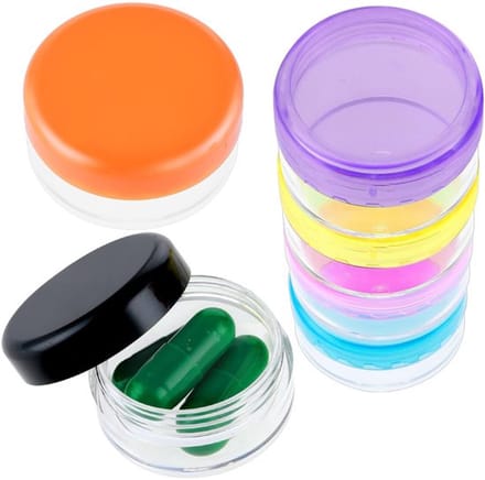 Pillendoos Klein - 6 Stuks - Draagbare Mini-Pillencontainer - BPA-vrij - Medicijnopslag - Doorschijnend Ontwerp - Waterdicht - Medicijncontainer