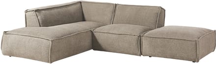 MASSIVMOEBEL24.DE hoekbank taupe hout 195x220x79 cm SOFAS deels gemonteerd