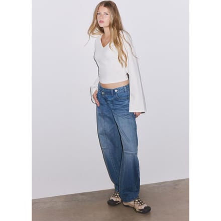 Stradivarius T-shirt met V-hals en kimonomouwen  Ecru M