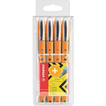 STABILO worker+ - Rollerball - Fine 0,3 mm - Etui Met 4 Kleuren