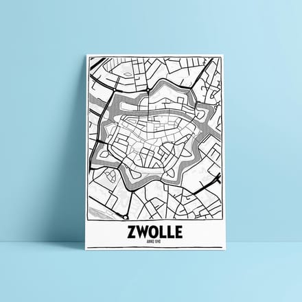 Plattegrond Zwolle - Tekening - A5 kaart - Stadskaart