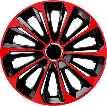 NRM - wieldoppen 14" - zwart met rood - set van 4 stuks - ABS / Duurzaam / Resistant